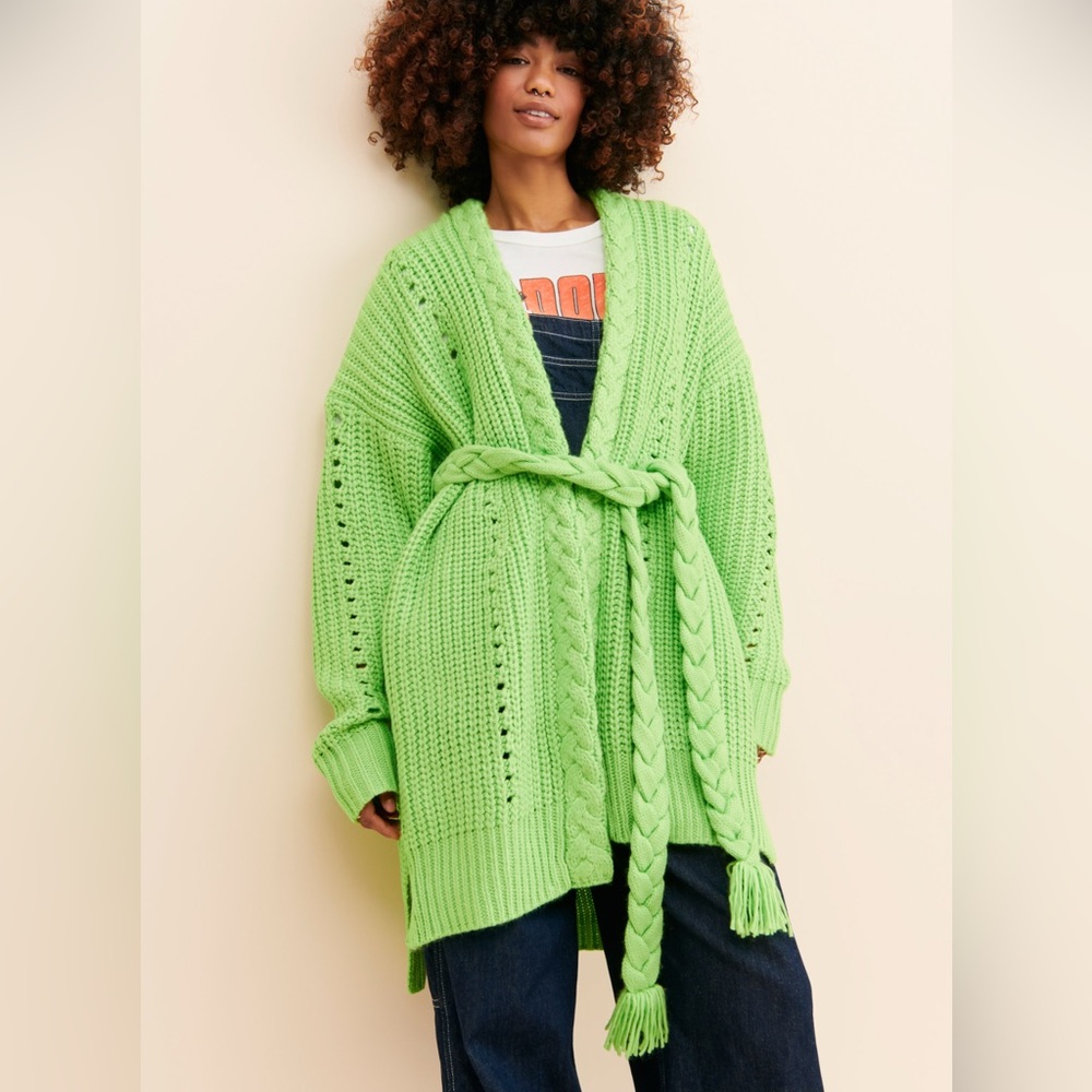 FARM Rio Lime Green Knit Cardigan